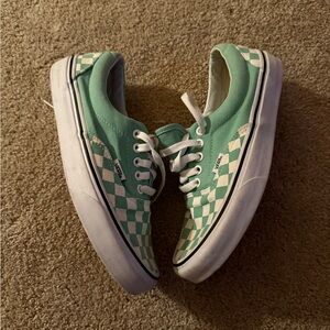 Green And White Checkered Vans Size U.S. Men 7.5 Women 9